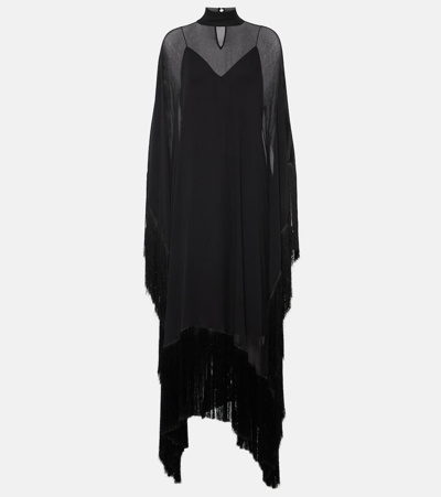 Taller Marmo Mrs Ross Fringed Silk-georgette Maxi Dress In Black