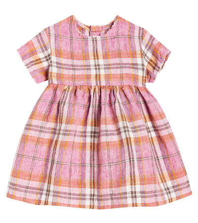 Il Gufo Baby Plaid Linen Dress In Tropea