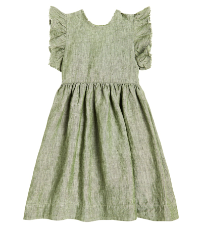 Il Gufo Kids' Linen Dress In Sage Green