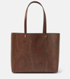 Etro Brown Shopper With All-over Jacquard Paisley Pattern In Brown