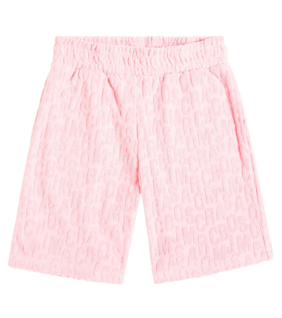Marc Jacobs Kids' Monogram Jacquard Cotton-blend Terry Shorts In Pink