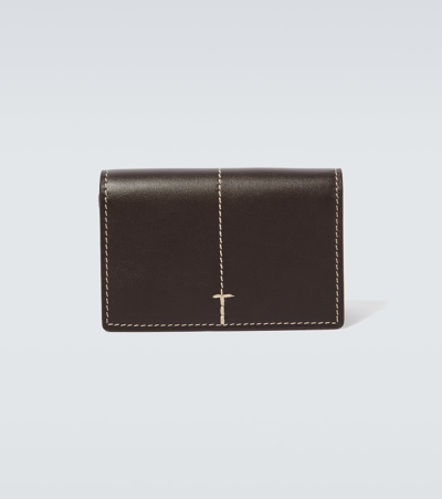 Tod's Leather Card Holder In Tabacco Scuro