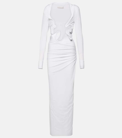 Christopher Esber Venus Plunge Jersey Maxi Dress In White
