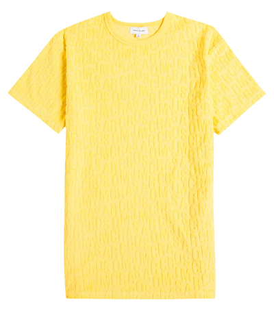 Marc Jacobs Kids' Monogram Jacquard Cotton-blend Terry Dress In Gold Yellow