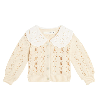 The New Society Baby Rodney Cotton Cardigan In Natural