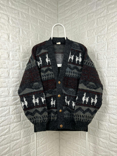 Pre-owned Coloured Cable Knit Sweater X Coogi Vintage Sweater Knit Cardigan Coogi Style Size Xl In Black