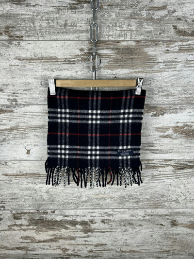 Pre-owned Burberry Mens Vintage  London Scarf Novacheck Lambswool In Navy