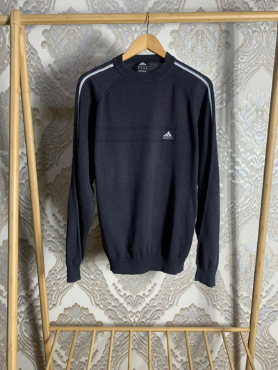 Pre-owned Adidas X Vintage Adidas Sweater Black Y2k Drill