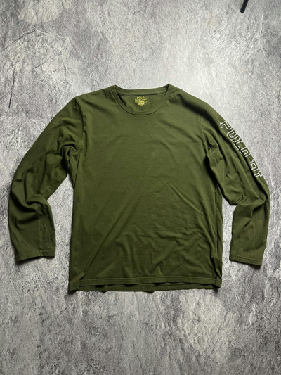 Pre-owned Polo Ralph Lauren X Vintage Y2k Polo By Ralph Laurent Basic Long Sleeve Tee In Khaki Green