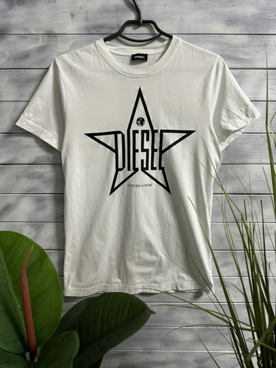 Pre-owned Diesel Luxury T-shirt  Future Is Now Big Logo In White