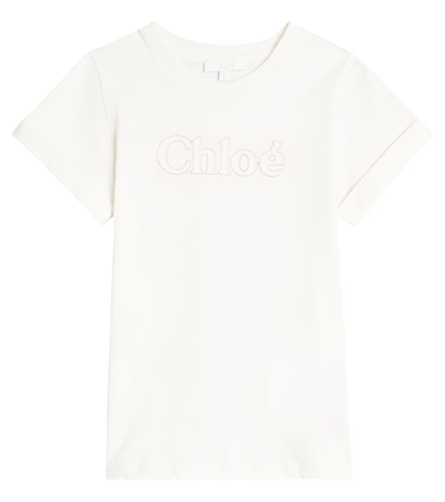 Chloé Kids' Cotton Jersey T-shirt In White