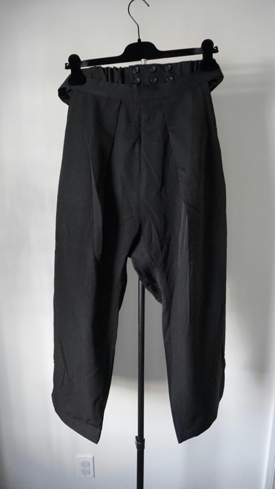 Pre-owned Yohji Yamamoto Belted Wool Gabardine Pants With Silk Shorts In Black