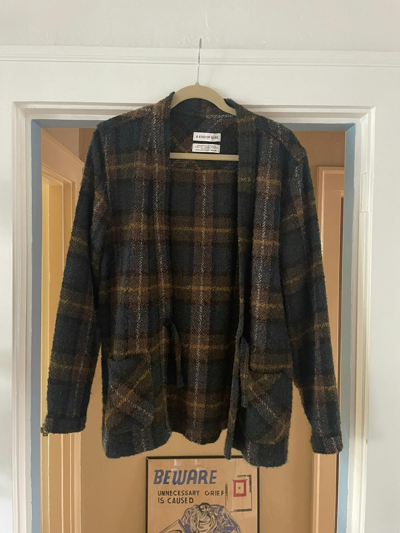 Pre-owned A Kind Of Guise Kohaku Cardigan In Green/brown Plaid