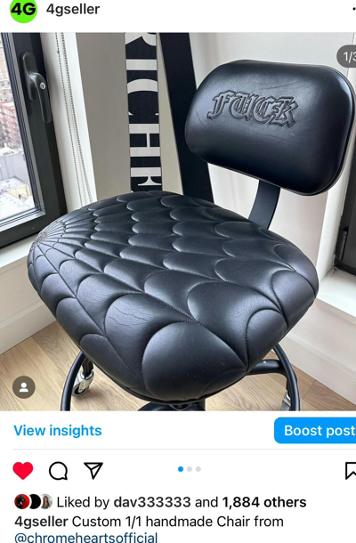 Pre-owned Chrome Hearts ‘ Fuck ‘ & Web Leather Chair ! In Black