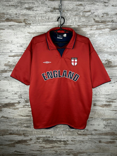 Pre-owned Soccer Jersey X Umbro Mens Vintage Umbro England National Team Soccer Jersey Tee In Red