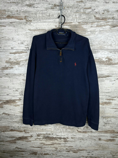 Pre-owned Polo Ralph Lauren X Vintage Mens Vintage Polo Ralph Laurent 1/3 Zip Sweater Rugby Y2k 90's In Navy