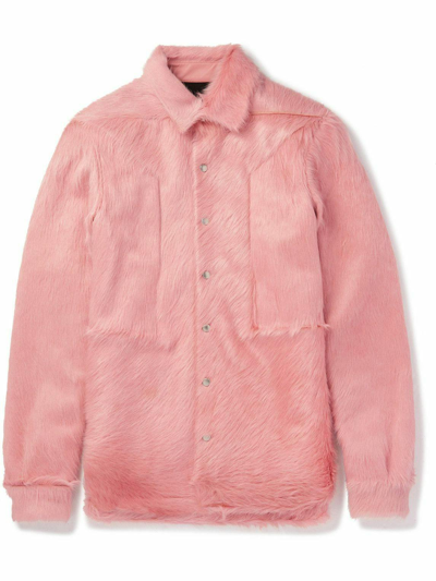 Pre-owned Rick Owens Classic Collar Pony Hair Overshirt In Pink