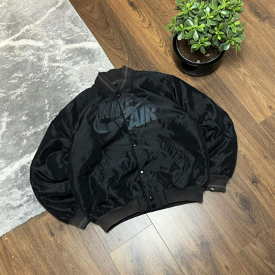 Pre-owned Nike X Vintage 00s Nike Vintage Big Logo Bomber Ma-1 Jacket Airmax Y2k In Black