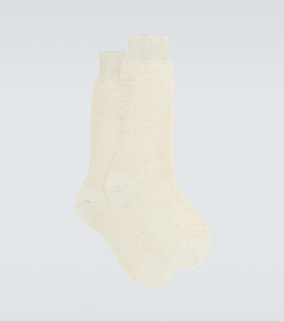 Berluti Scritto Cotton Socks In Beige