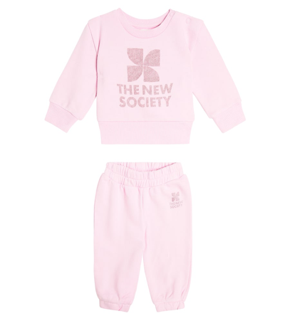 The New Society Baby Ontario Cotton Jersey Tracksuit In Pink