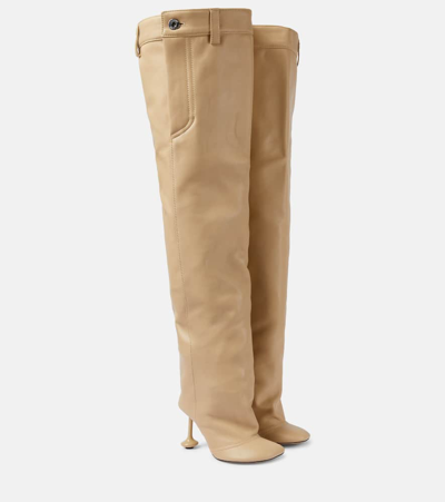 Loewe Toy Leather Over-the-knee Boots In Beige