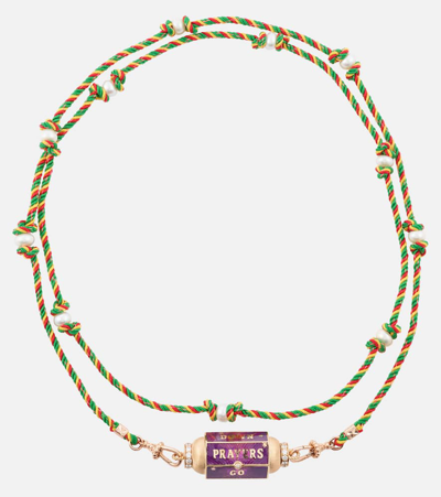 Marie Lichtenberg Blunt Box 18kt Gold Locket Necklace With Diamonds And Sapphires In Multicoloured