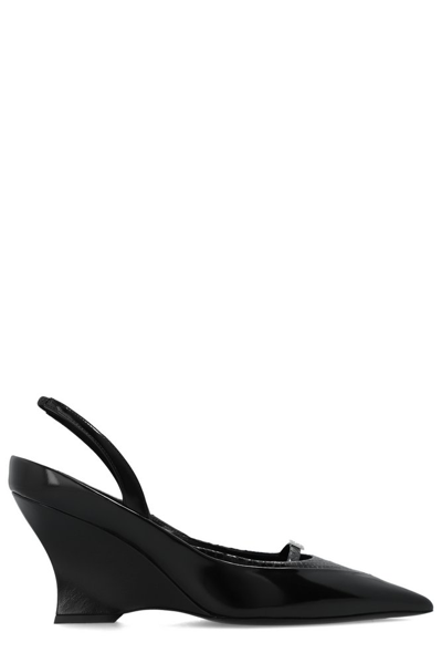 Givenchy Raven Leather Slingback Pumps In Black