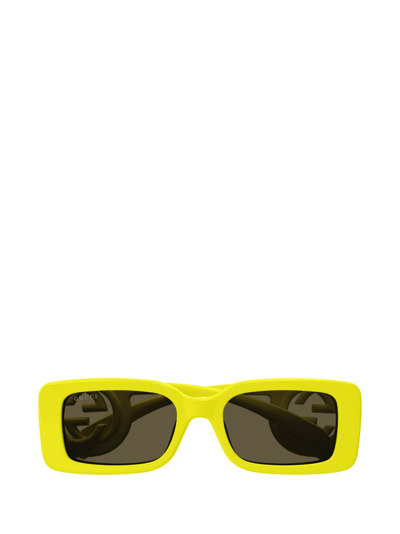 Gucci Eyewear Rectangle Frame Sunglasses In Yellow