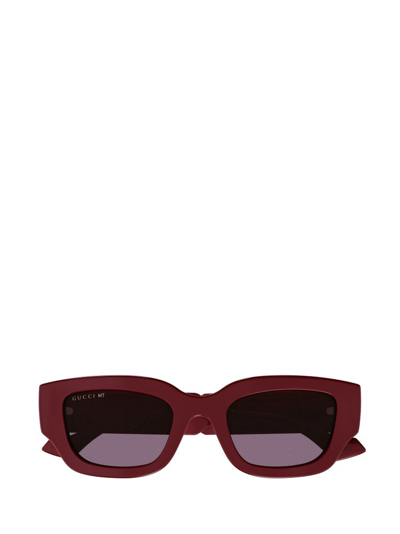Gucci Eyewear Rectangle Frame Sunglasses In Red