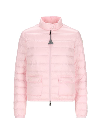 Moncler Zipped Puffer Jacket In Pink