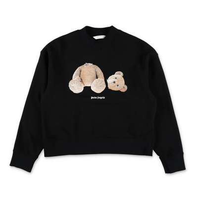 Palm Angels Kids Bear Printed Crewneck Sweatshirt In Black