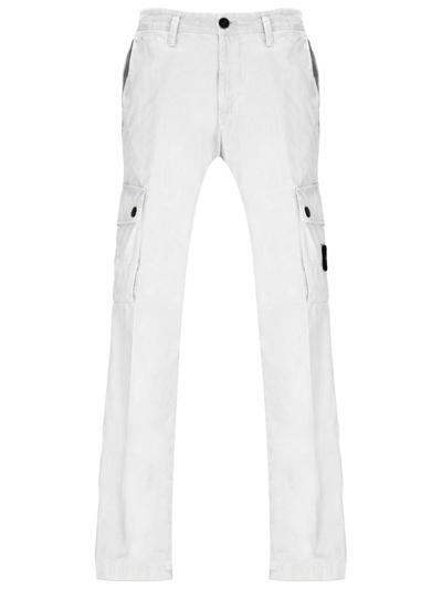 Stone Island Logo Patch Slim Trousers In White