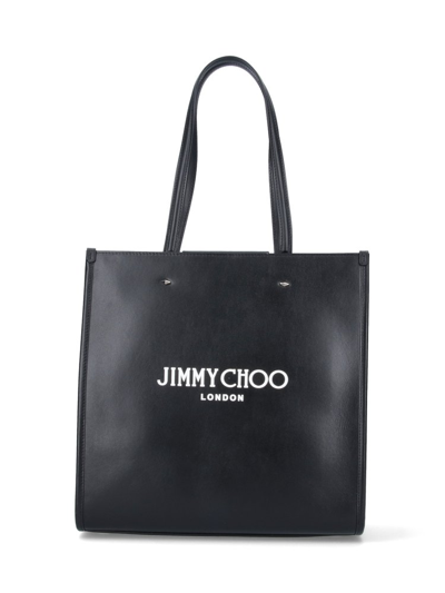 Jimmy Choo Logo Printed Tote Bag In Black
