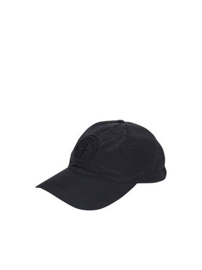 Stone Island Logo-embroidered Twill Baseball Cap In Black