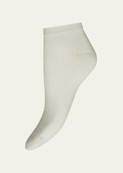 Wolford Shiny Ribbed Sneaker Socks In Umber/birch