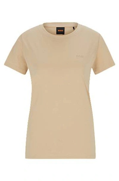 Hugo Boss Cotton-jersey Slim-fit T-shirt With Logo Detail In Neutral