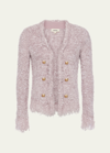 L Agence Azure Fringe Cardigan Blazer In Dusty Pink