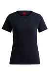 Hugo Boss Cotton-blend T-shirt With Embroidered Stacked Logo In Blue