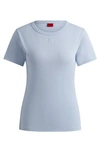 Hugo Boss Cotton-blend T-shirt With Embroidered Stacked Logo In Blue