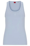 Hugo Boss Cotton-blend Tank Top With Stacked Logo In Blue