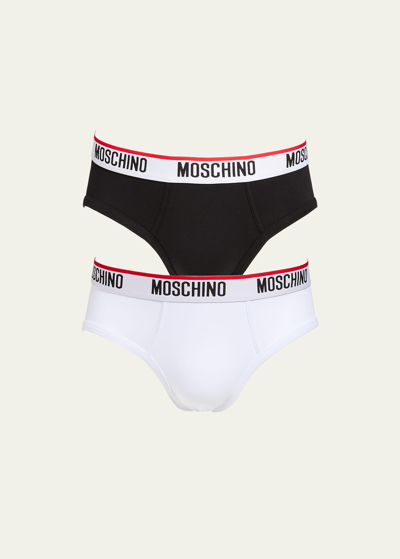 Moschino Men's 2-pack Logo Briefs In Black Multi