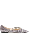 Jimmy Choo Glittery Genevi Ballet Flats In Grey