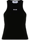 Msgm Embroidered-logo Tank Top In Black