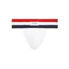 Thom Browne Rwb-stripe Jock-strap Briefs In White