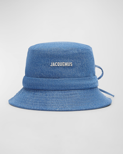 Jacquemus Le Bob Gadjo Light Denim Bucket Hat In Blue