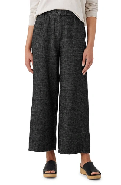 Eileen Fisher Cropped Wide-leg Hemp-organic Cotton Trousers In Black