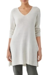 Eileen Fisher Organic Cotton V-neck Tunic Sweater In White