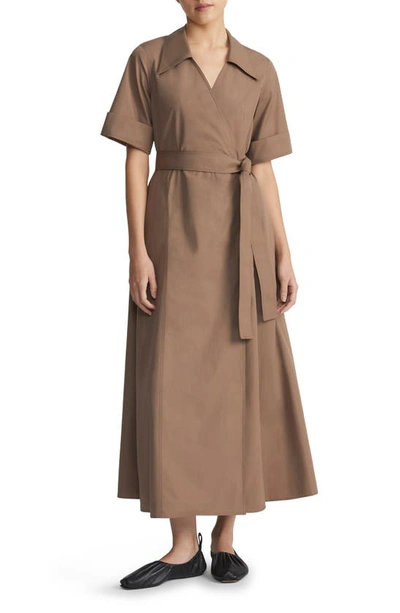 LAFAYETTE 148 LAFAYETTE 148 NEW YORK BELTED ORGANIC COTTON POPLIN FAUX WRAP SHIRTDRESS