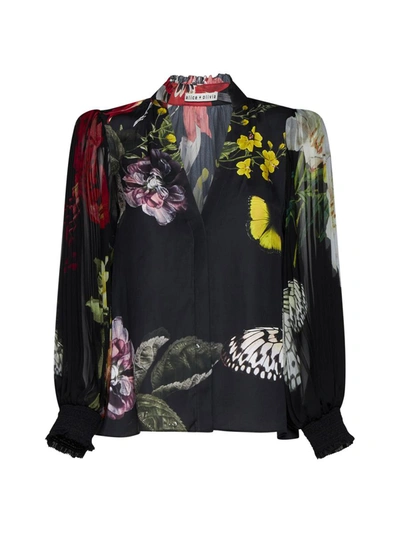 Alice And Olivia Ilan Floral-print Blouse In Multicolor