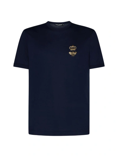 Dolce & Gabbana Logo Cotton T-shirt In Blue